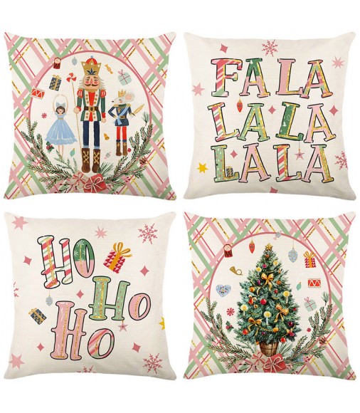 4pcs Christmas Nutcracker Pillow Cover - Modern Minimalist Sofa Cushion 45x45cm