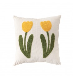 Embroidered Plant Floral-Shaped Cushion – Elegant Sofa Decor