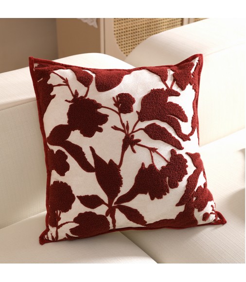 Festive Red Decorative Pillow Cover – Elegant Sofa Cushion