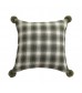 Woven Plaid Sofa Pillow Cover with Pom Pom Decoration - 45x45 cm, Cotton, Holiday Vibe Cushion