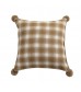 Woven Plaid Sofa Pillow Cover with Pom Pom Decoration - 45x45 cm, Cotton, Holiday Vibe Cushion