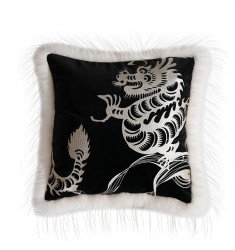 New Year Dragon Embroidered Cushion Cover – Chinese Style Bed & Sofa Pillowcase