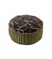 Gold Chain Striped Pouf | Luxe Velvet Embroidered Thick Floor Cushion | Elegant Seat Pad